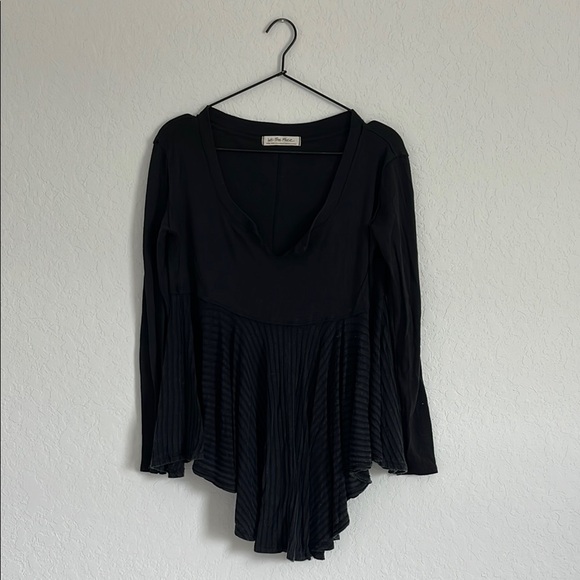 Free People Babydoll Fit Gray Thermal Top - Picture 2 of 9